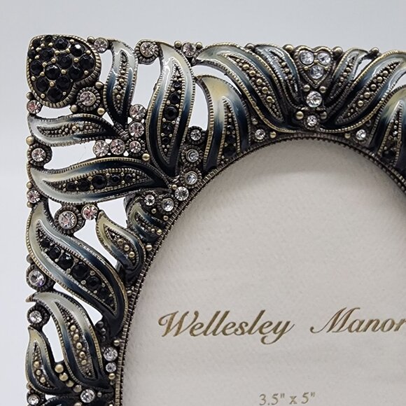 Vintage Wellesley Manor 3.5" X 5" Genuine Austrian Crystal Ornate Picture Frame - Picture 2 of 12